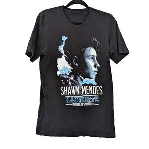 Shawn Mendes "Illuminate" World Tour 2017 Concert‎ Tee Black Graphic Shirt Sz M